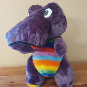 Vintage Superior Toy and Novelty 14" Rainbow Belly Plush Dinosaur